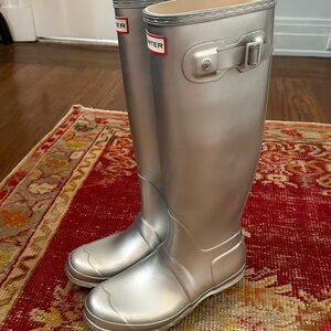 Hunter Metallic Silver Tall Boots